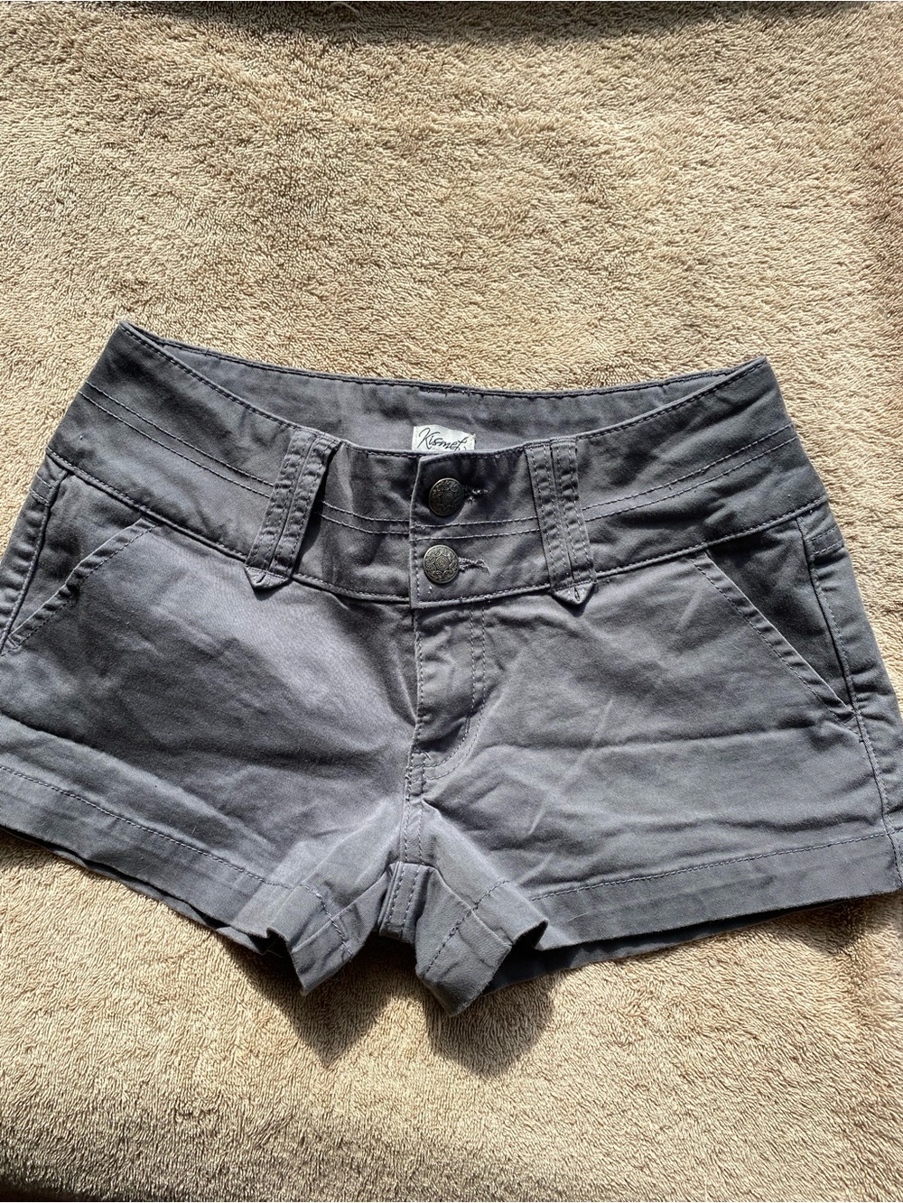 Y2K Kismet Charcoal Grey Low Rise Twill Mini Shorts Size 2